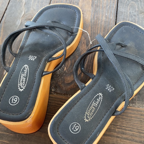 90's Lower East Side Chunky Wooden Sandals Y2K 6.5 - Picture 7 of 7